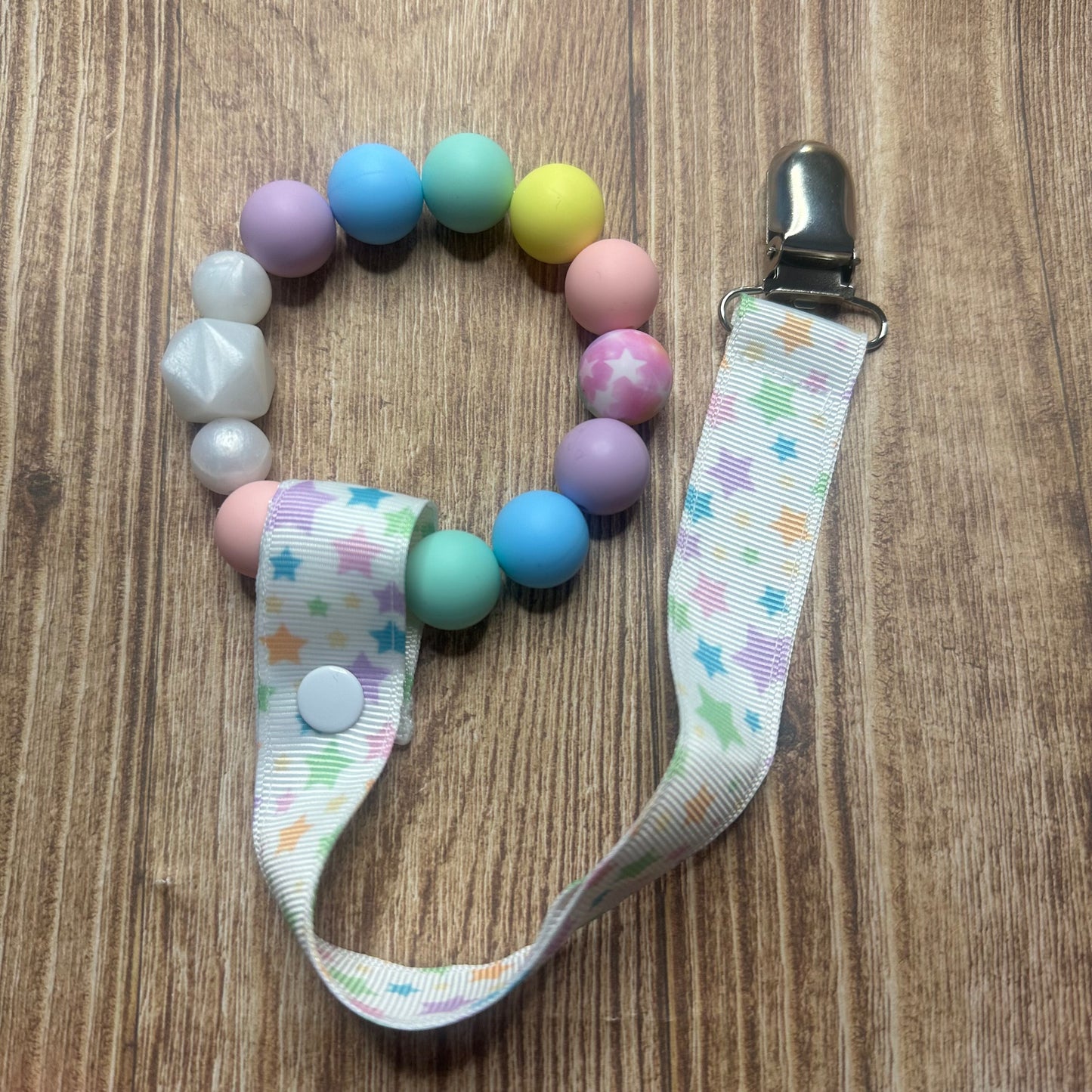 Rainbow Star Teether + Clip set