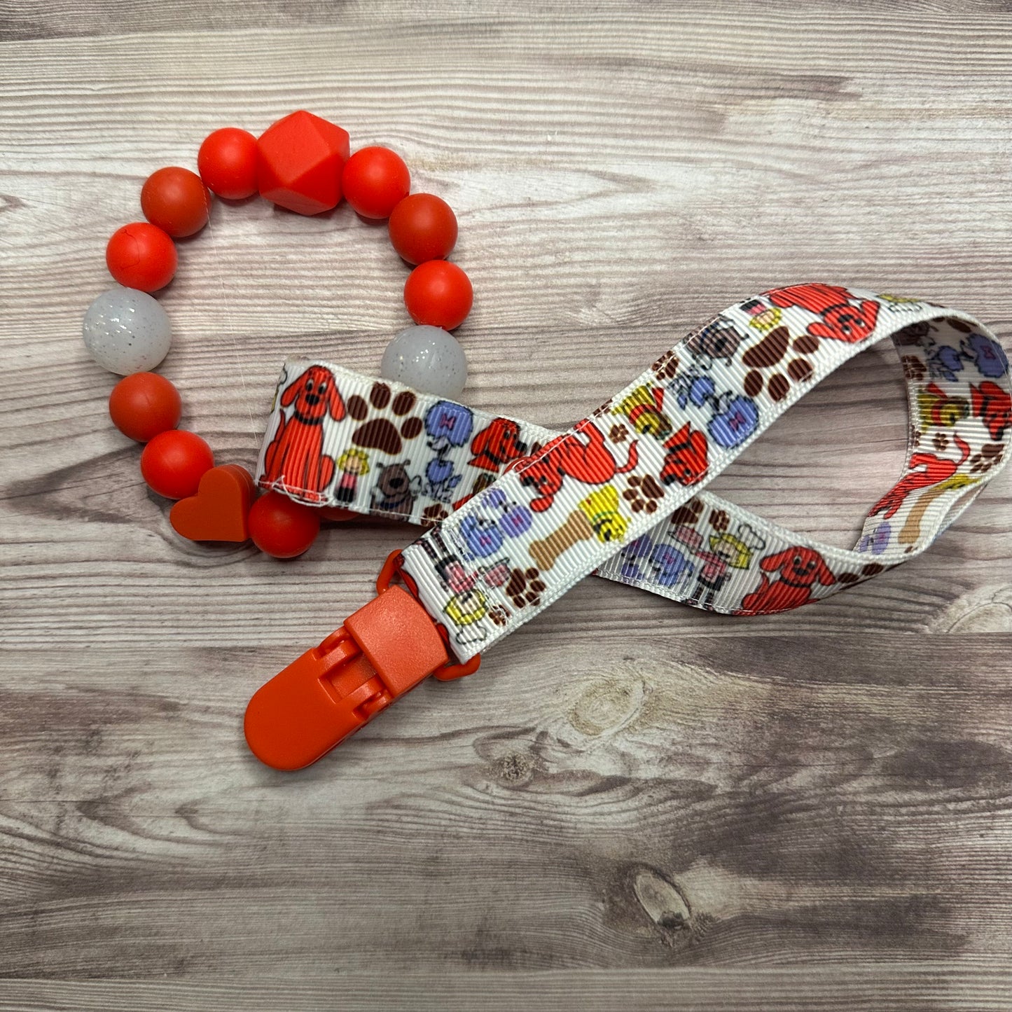 Red dog Teether + Clip set