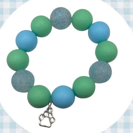 Large seafoam paw Teether bracelet