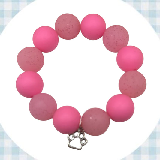 Large pink paw Teether bracelet